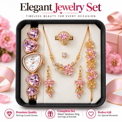 5 in 1 Ladies Watch & Jewelry Gift Set